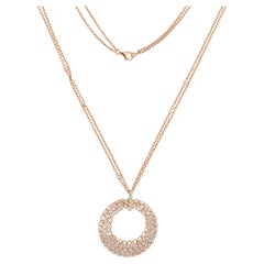 Collar colgante de diamantes redondos y baguette naturales de 4,25 quilates Oro rosa de 18 quilates