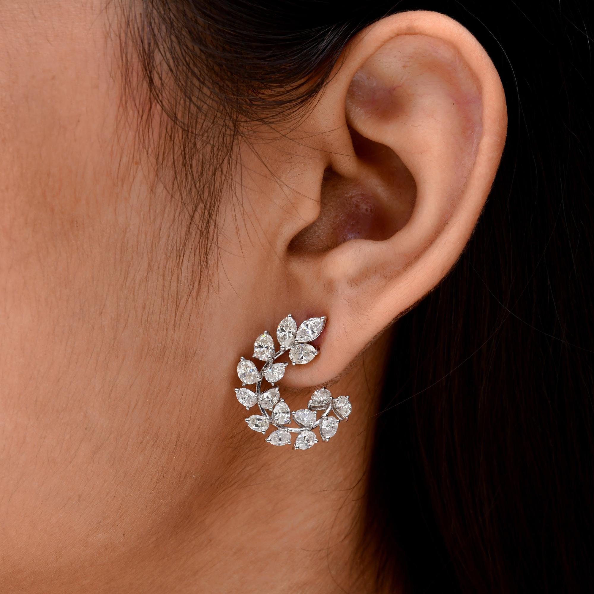 Modern Natural 4.25 Carat SI/H Oval Brilliant Cut Diamond Earrings 14 Karat White Gold For Sale