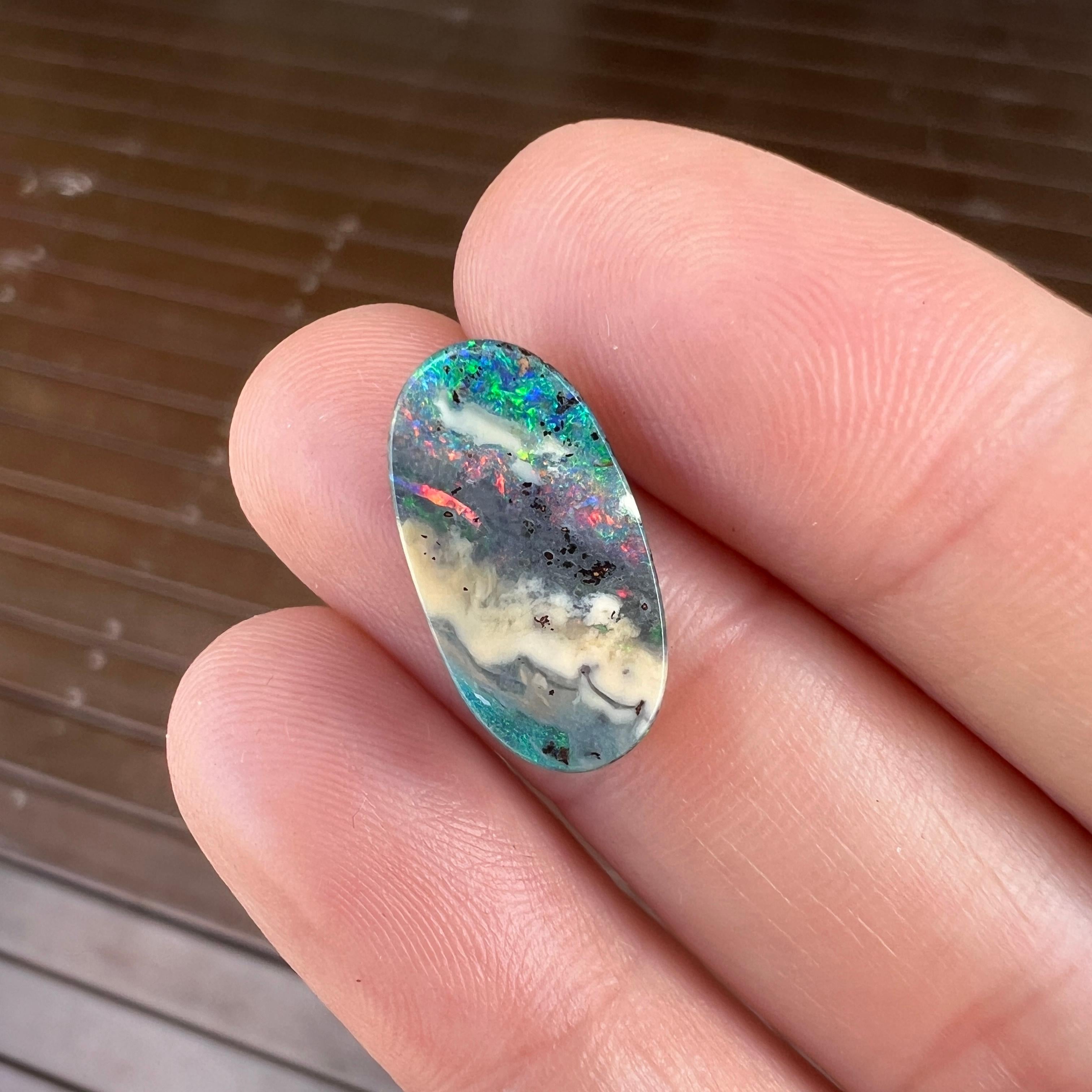 Natural 4.26 Ct Australian boulder opal mined by Sue Cooper For Sale 2