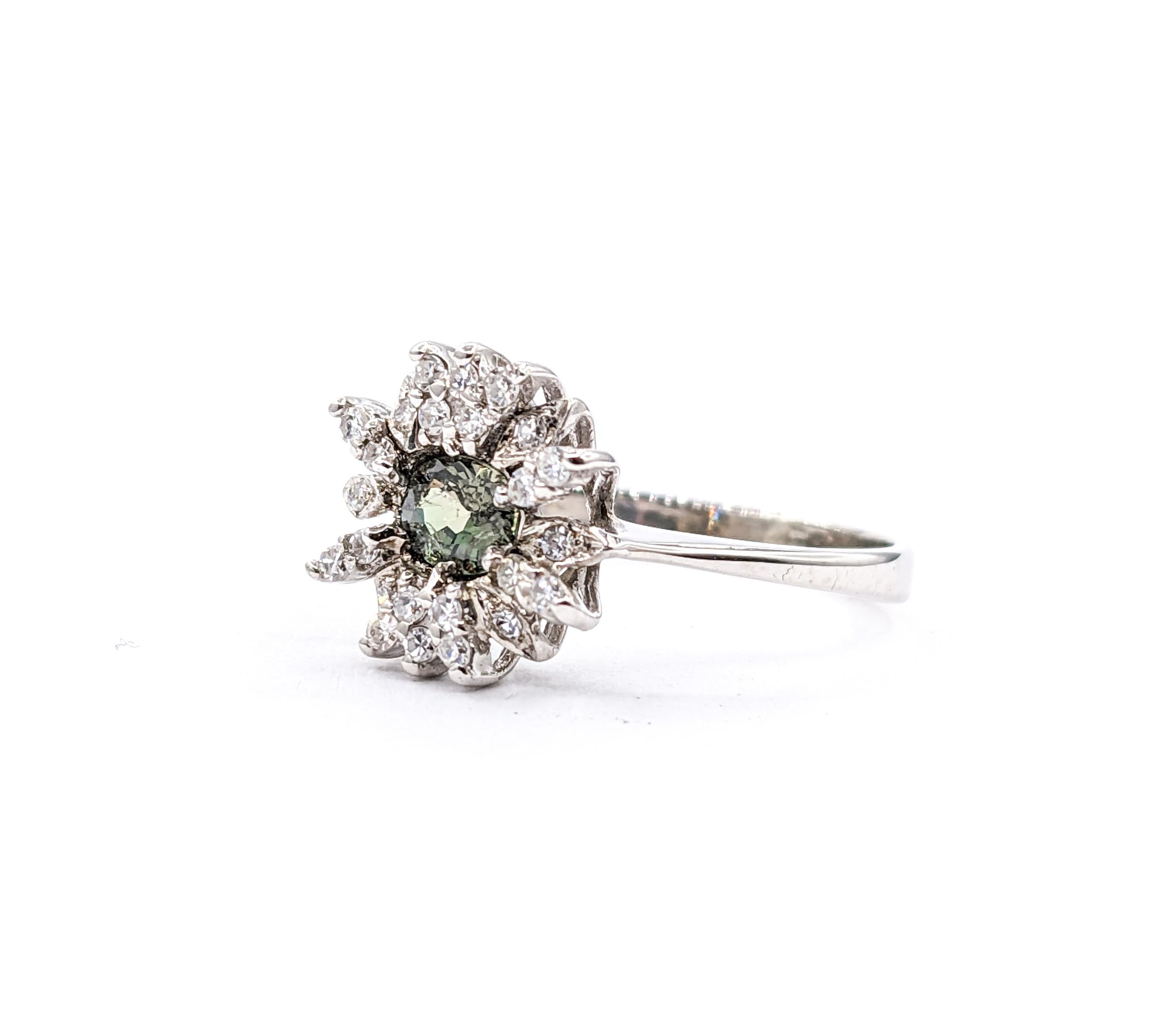 Ring aus Weißgold mit natürlichem 42 Karat Alexandrit und Diamant im Angebot 5