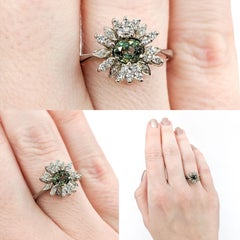 Ring aus Weißgold mit natürlichem 42 Karat Alexandrit und Diamant