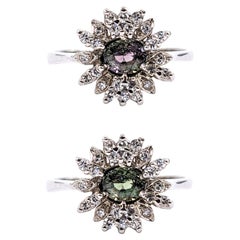 Vintage Natural .42ct Alexandrite & Diamond Ring In White Gold