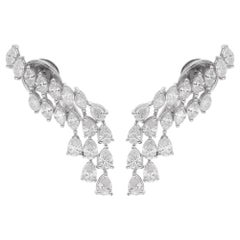 Natural 4.31 Carat Pear & Marquise Diamond Earrings 14 Karat White Gold Jewelry