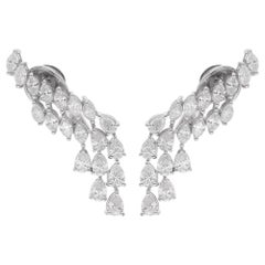 Natural 4.31 Carat Pear & Marquise Diamond Earrings 14 Karat White Gold Jewelry