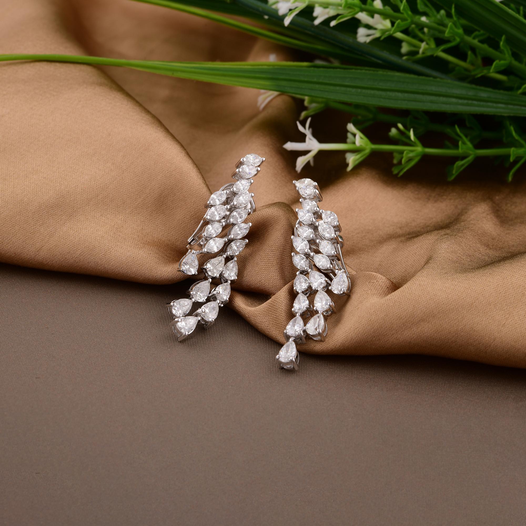 Moderne Boucles d'oreilles poire et diamant marquise Nature 4.31 carats or blanc 18 carats en vente
