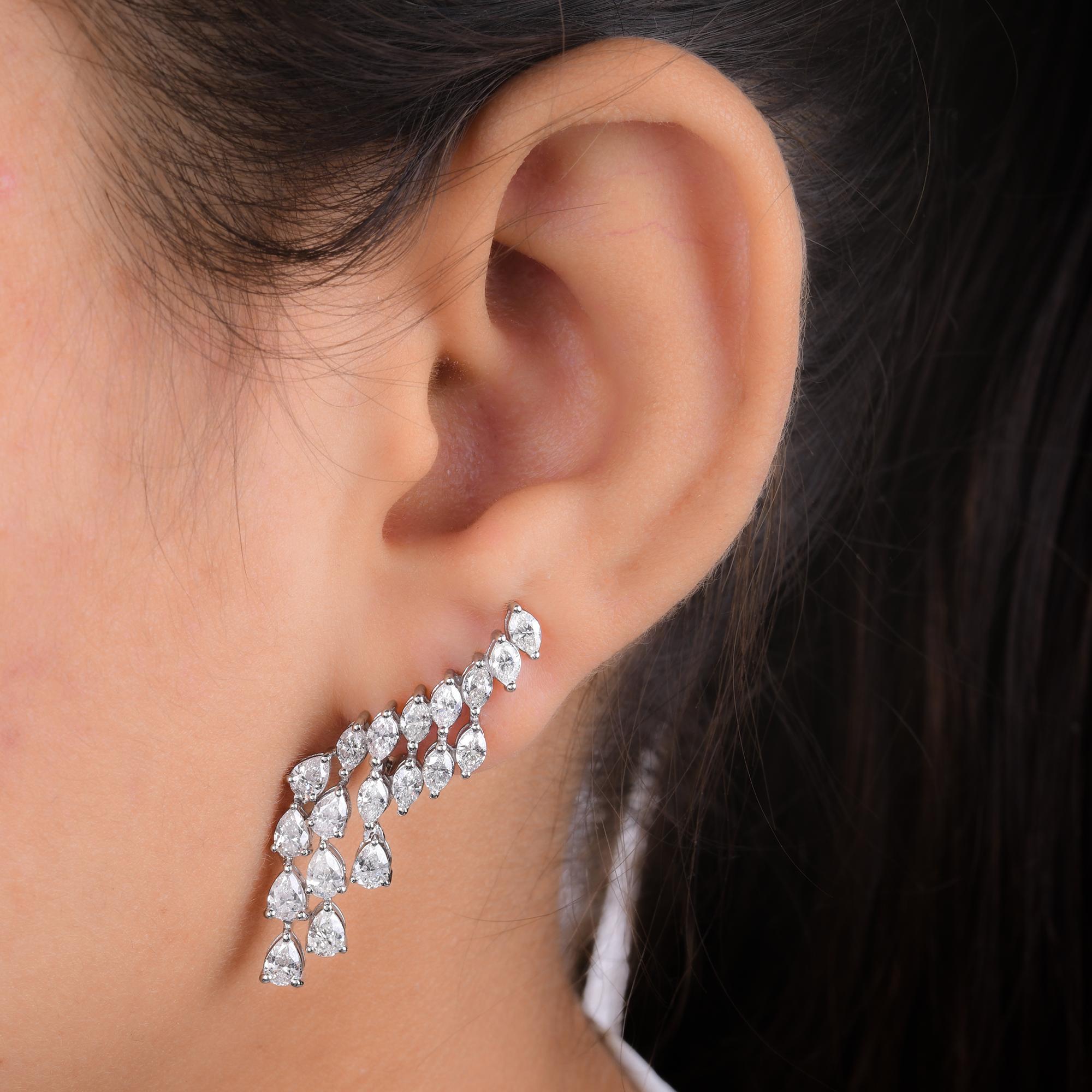 Taille poire Boucles d'oreilles poire et diamant marquise Nature 4.31 carats or blanc 18 carats en vente