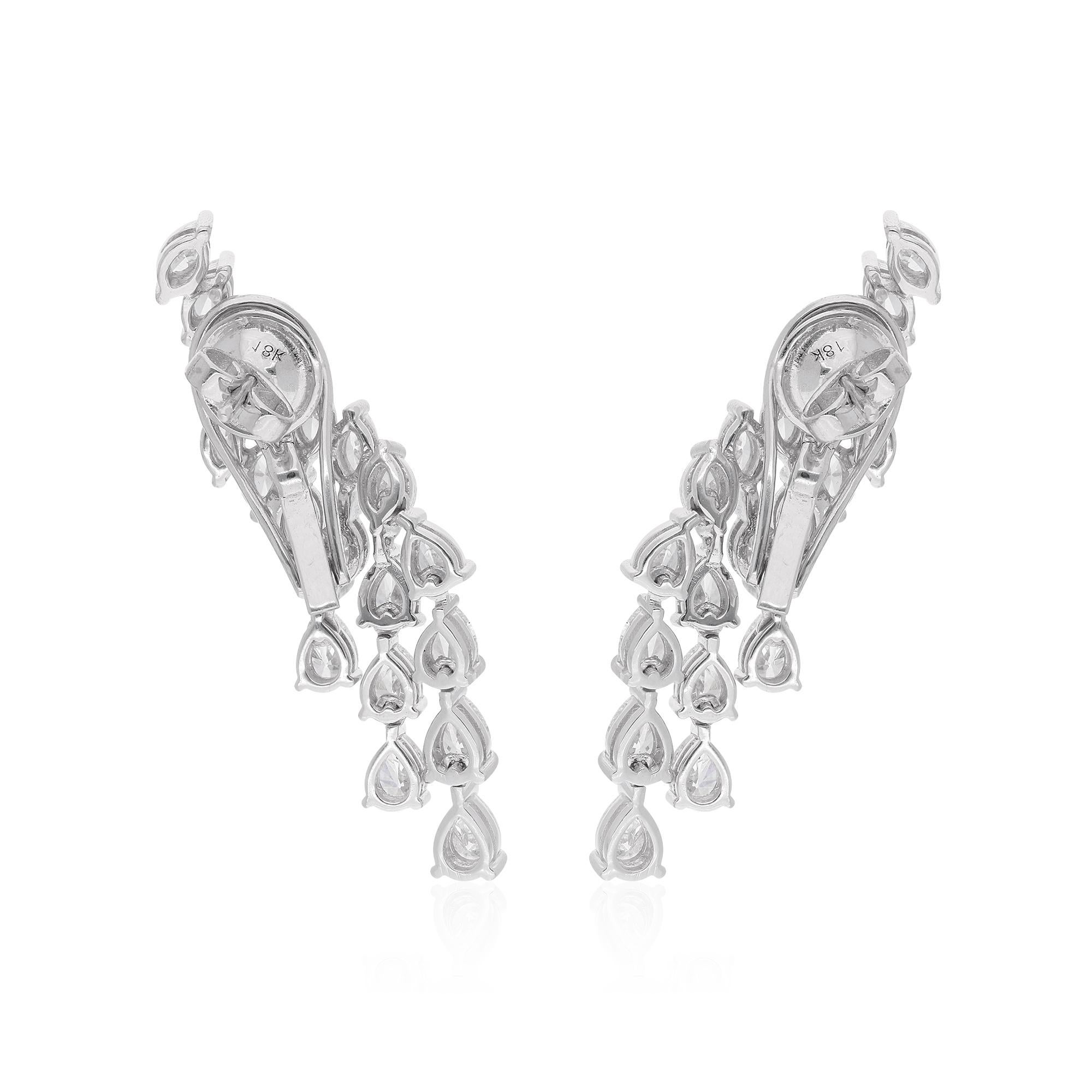 Natural 4.31 Carat Pear & Marquise Diamond Earrings 18 Karat White Gold Jewelry In New Condition For Sale In Diera, Dubai