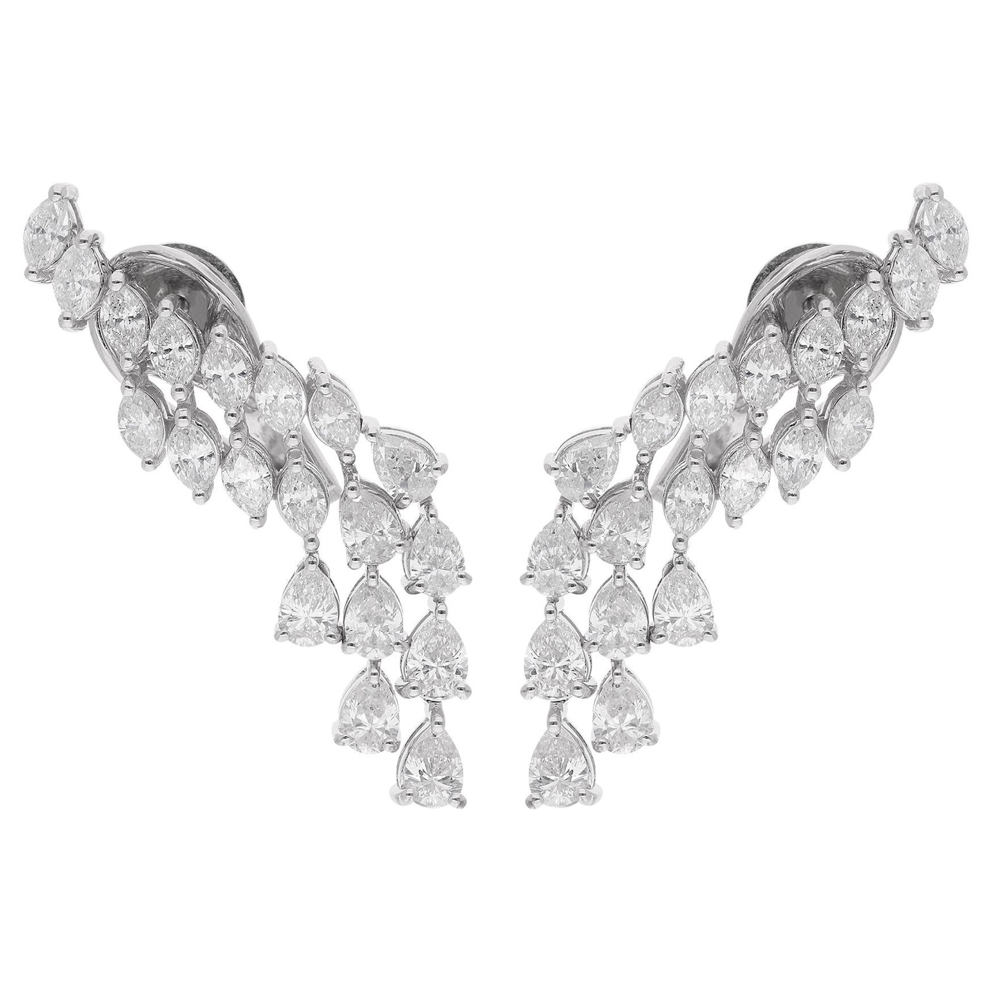 Boucles d'oreilles poire et diamant marquise Nature 4.31 carats or blanc 18 carats en vente