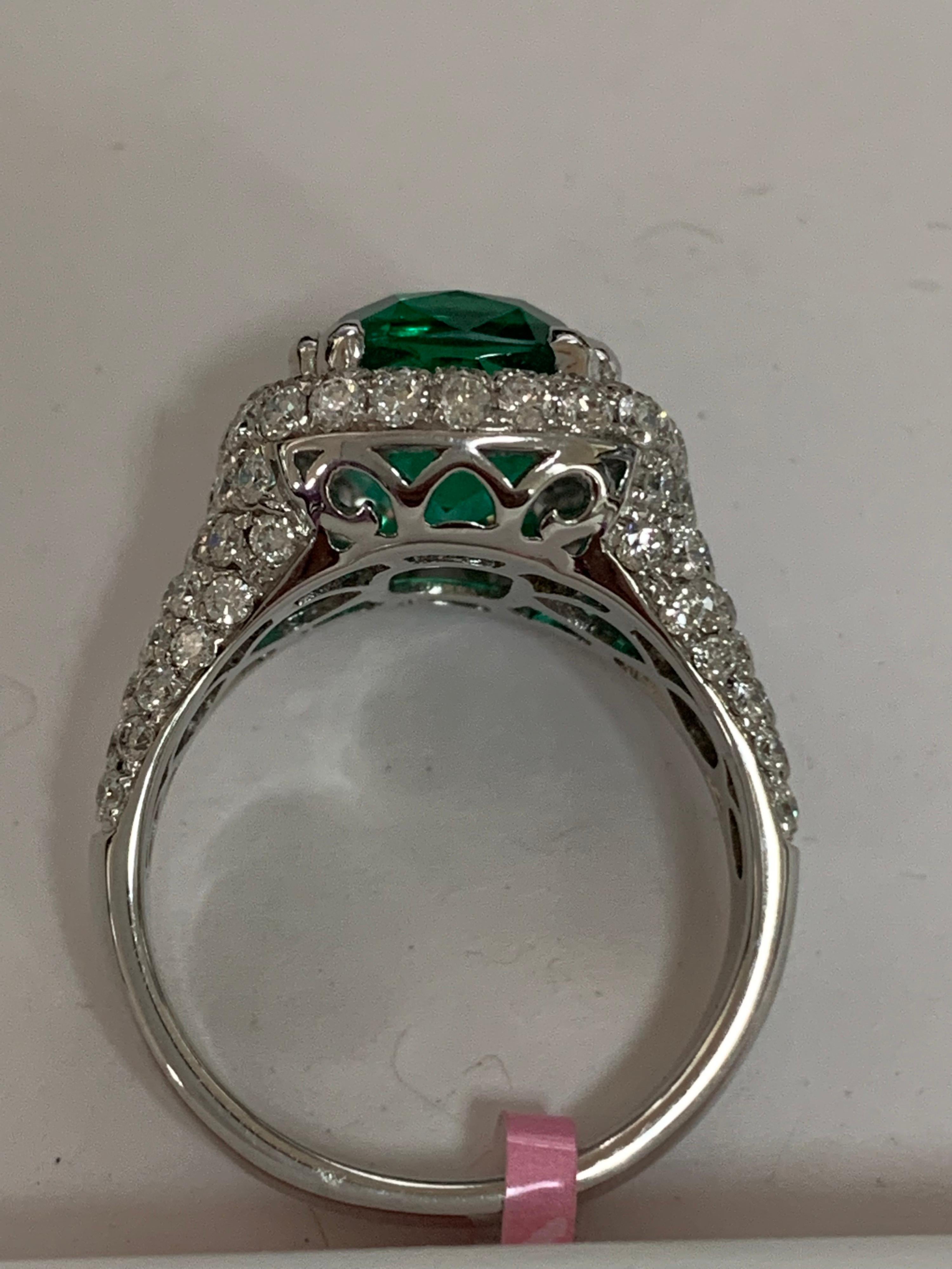 Natural 4.32 Carat Emerald Diamond Ring 1