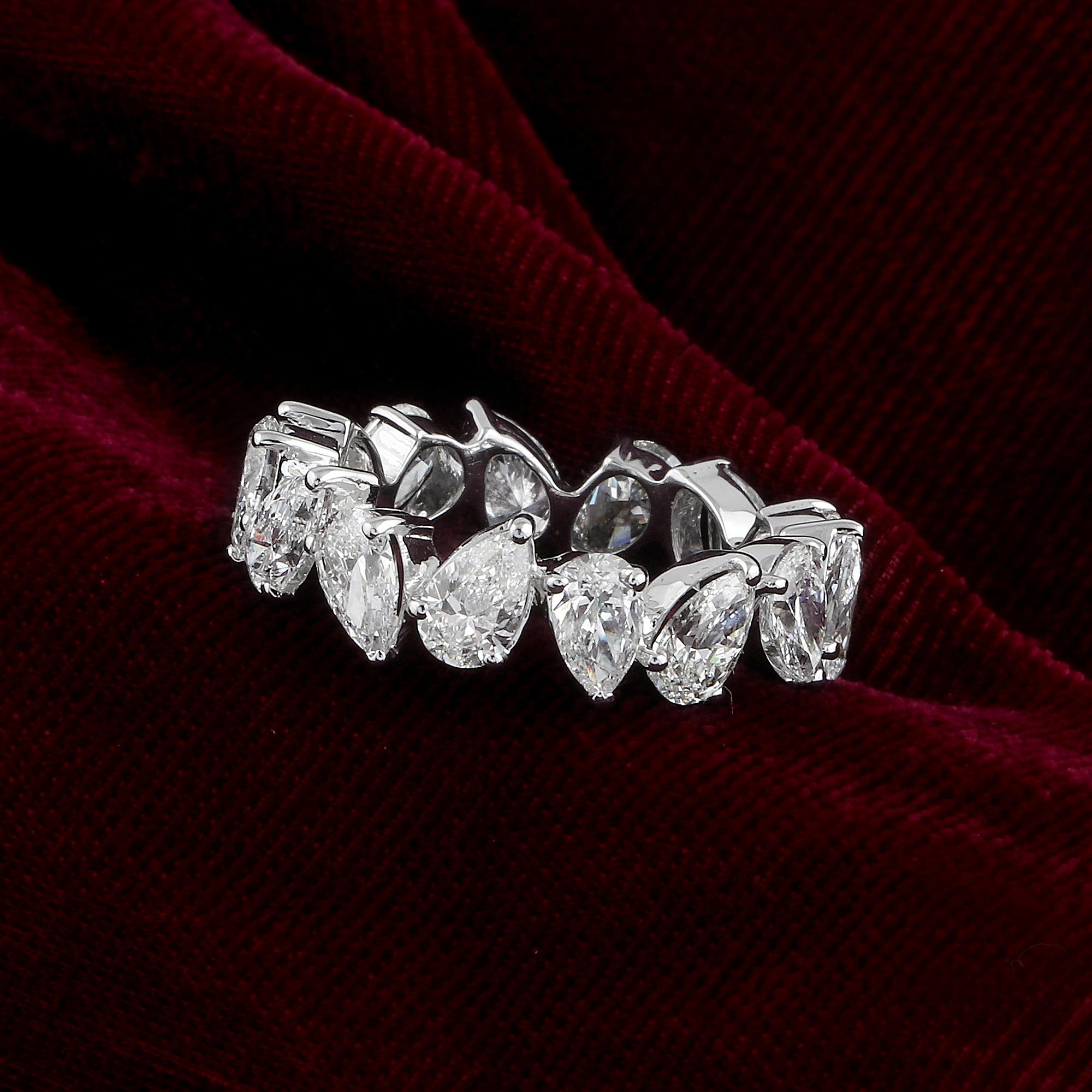 Anillo de diamantes naturales talla pera brillante SI/H de 4,32 quilates Joyas de oro blanco de 18k Moderno en venta