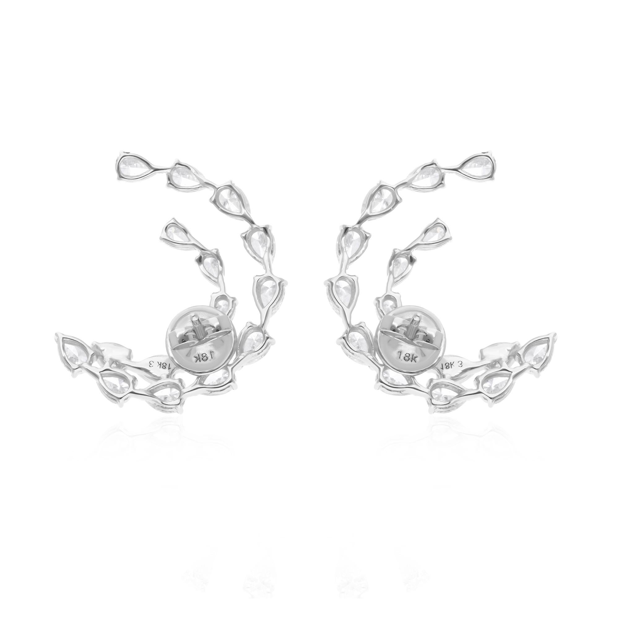 De las mujeres Pendientes de diamantes pera naturales de 4,35 quilates, claridad SI y color HI, oro blanco de 14 quilates en venta