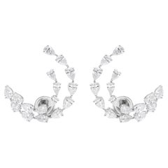 Boucles d
oreilles en or blanc 14 carats avec diamants poire naturels de 4,35 carats de pureté SI de couleur hi-colore