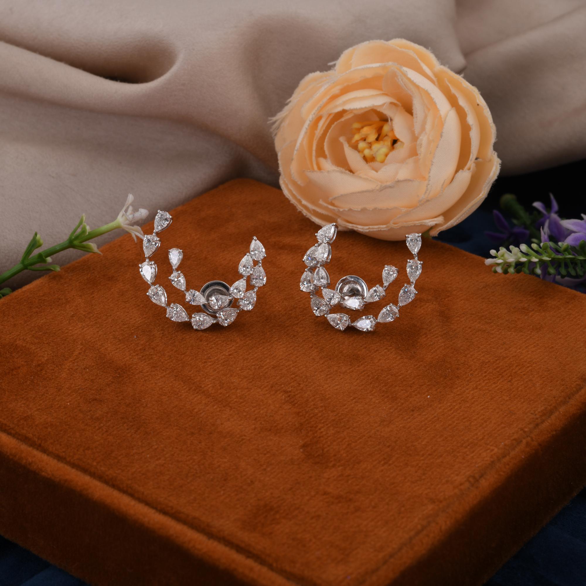 Pendientes de diamantes pera naturales de 4,35 quilates, claridad SI y color HI, oro blanco de 18 quilates Moderno en venta