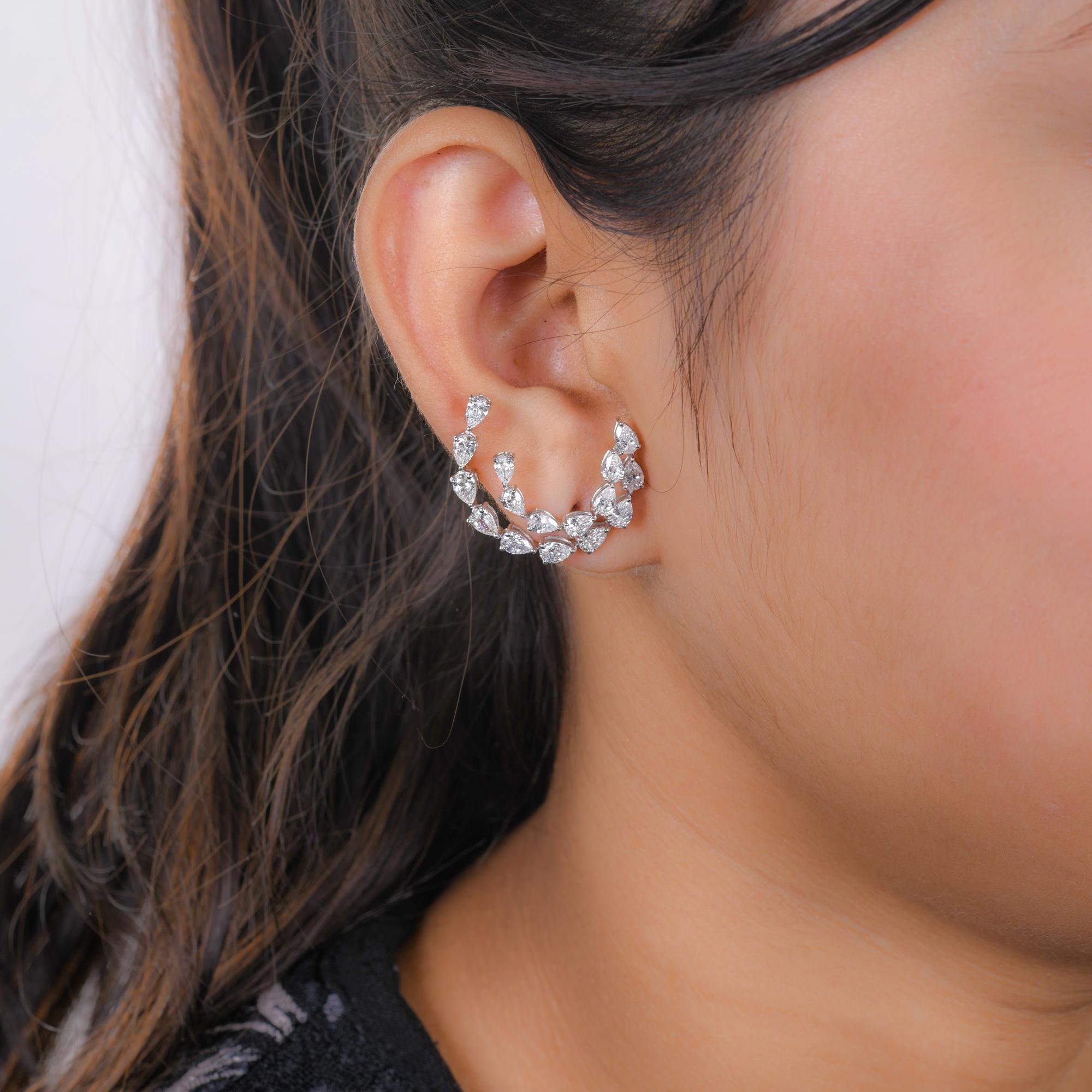 Pendientes de diamantes pera naturales de 4,35 quilates, claridad SI y color HI, oro blanco de 18 quilates Corte pera en venta