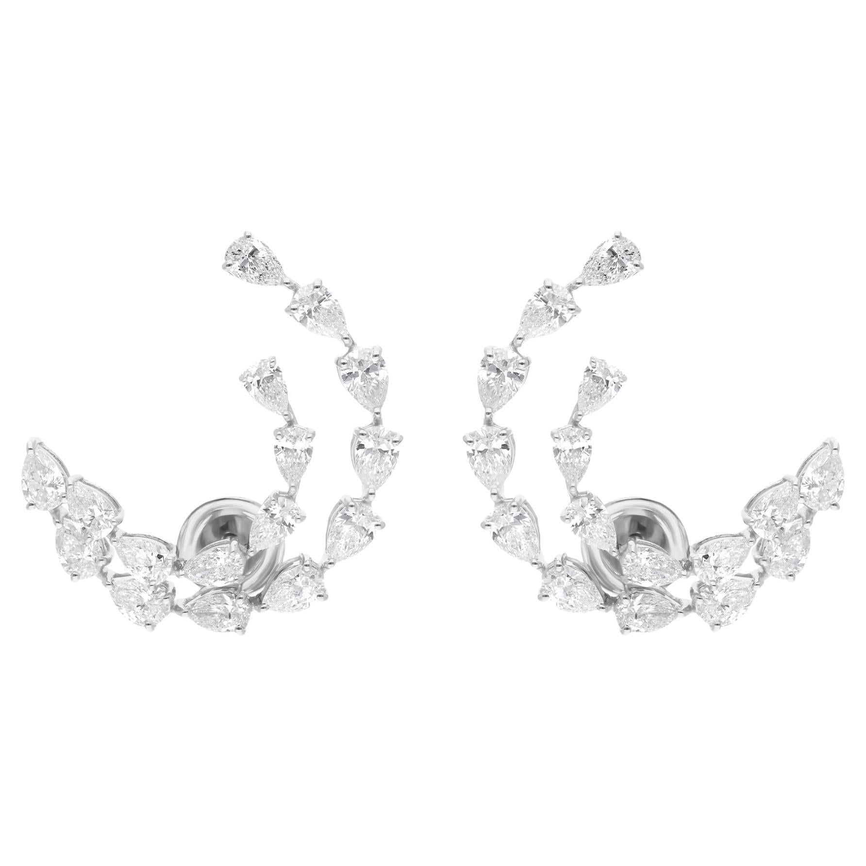 Natural 4.35 Carat SI Clarity HI Color Pear Diamond Earrings 18 Karat White Gold