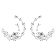 Natural 4.35 Carat SI Clarity HI Color Pear Diamond Earrings 18 Karat White Gold