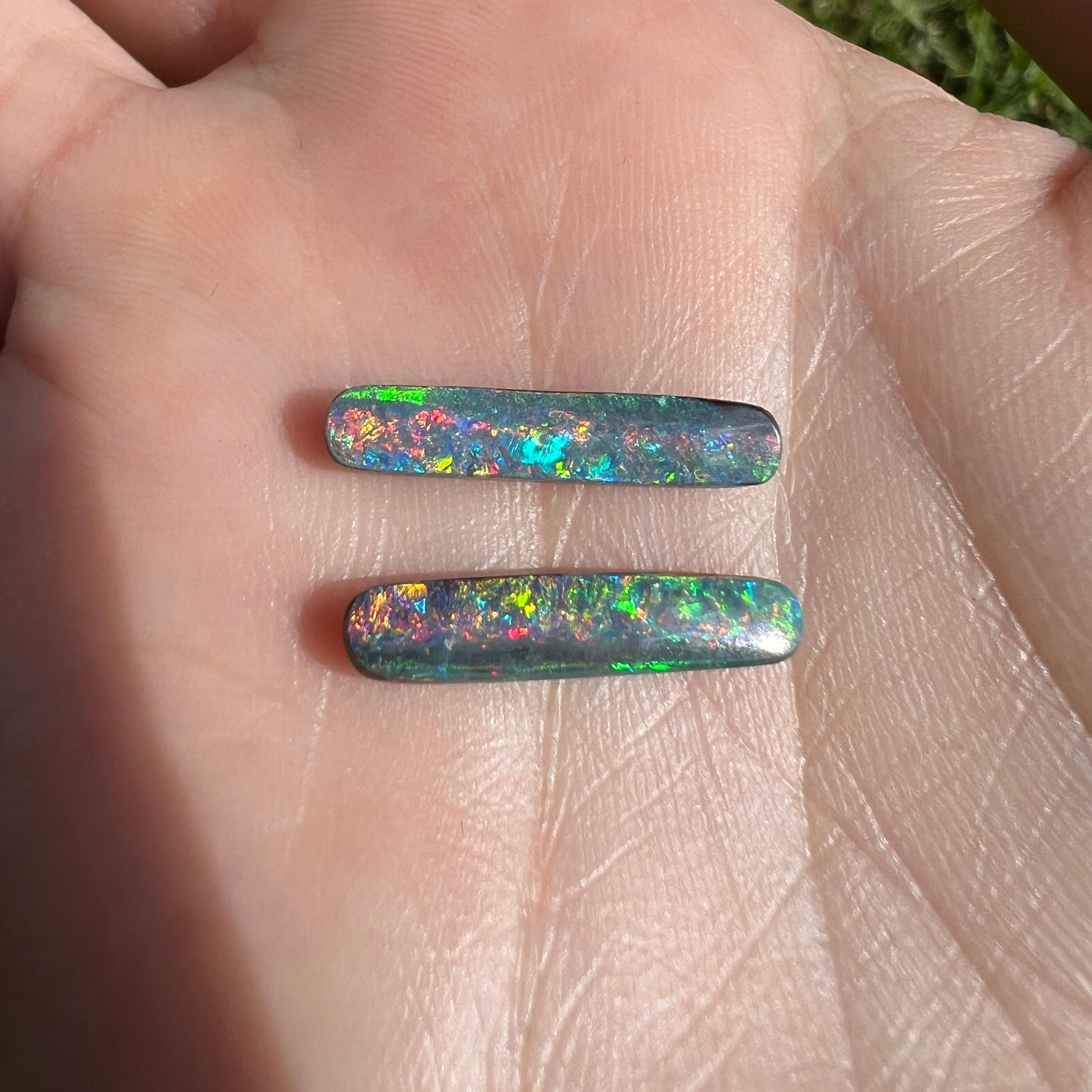 Natural 4.37 Ct Gem Boulder Opal pair mined by Sue Cooper In New Condition For Sale In BELCONNEN, ACT