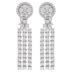 Natural 4.38 Carat Round Diamond Chandelier Earrings 18 Karat White Gold Jewelry