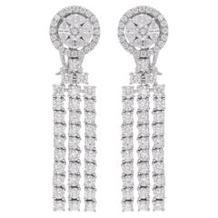 Boucles d
oreilles chandelier en or blanc 18 carats et diamants ronds naturels de 4,38 carats