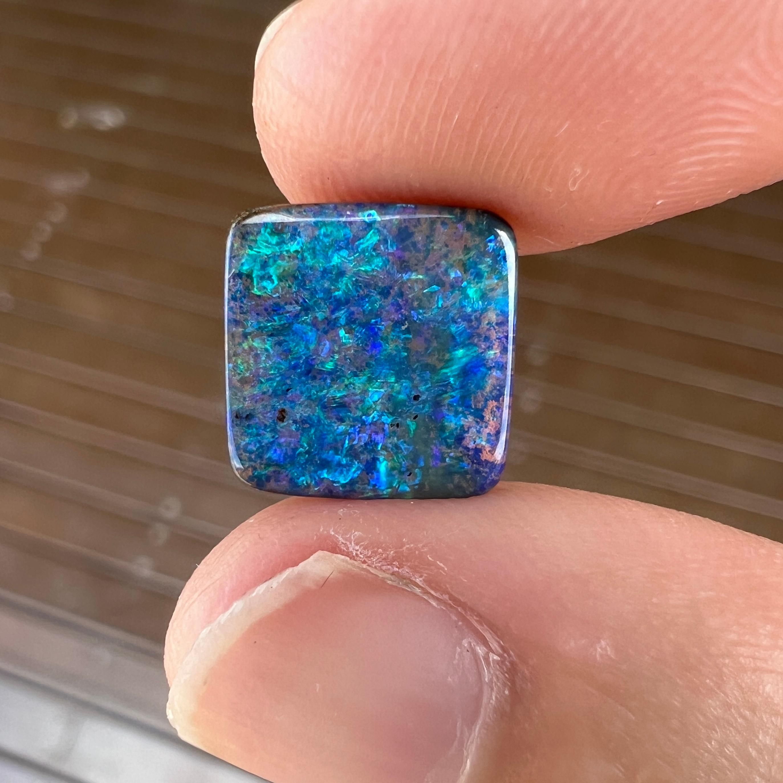 Cabochon Natural 4.38 Ct Australian boulder opal mined by Sue Cooper For Sale