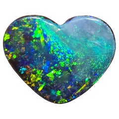 Natürlicher 4,40 Karat Schwarzer Boulder Opal Herz abgebaut von Sue Cooper
