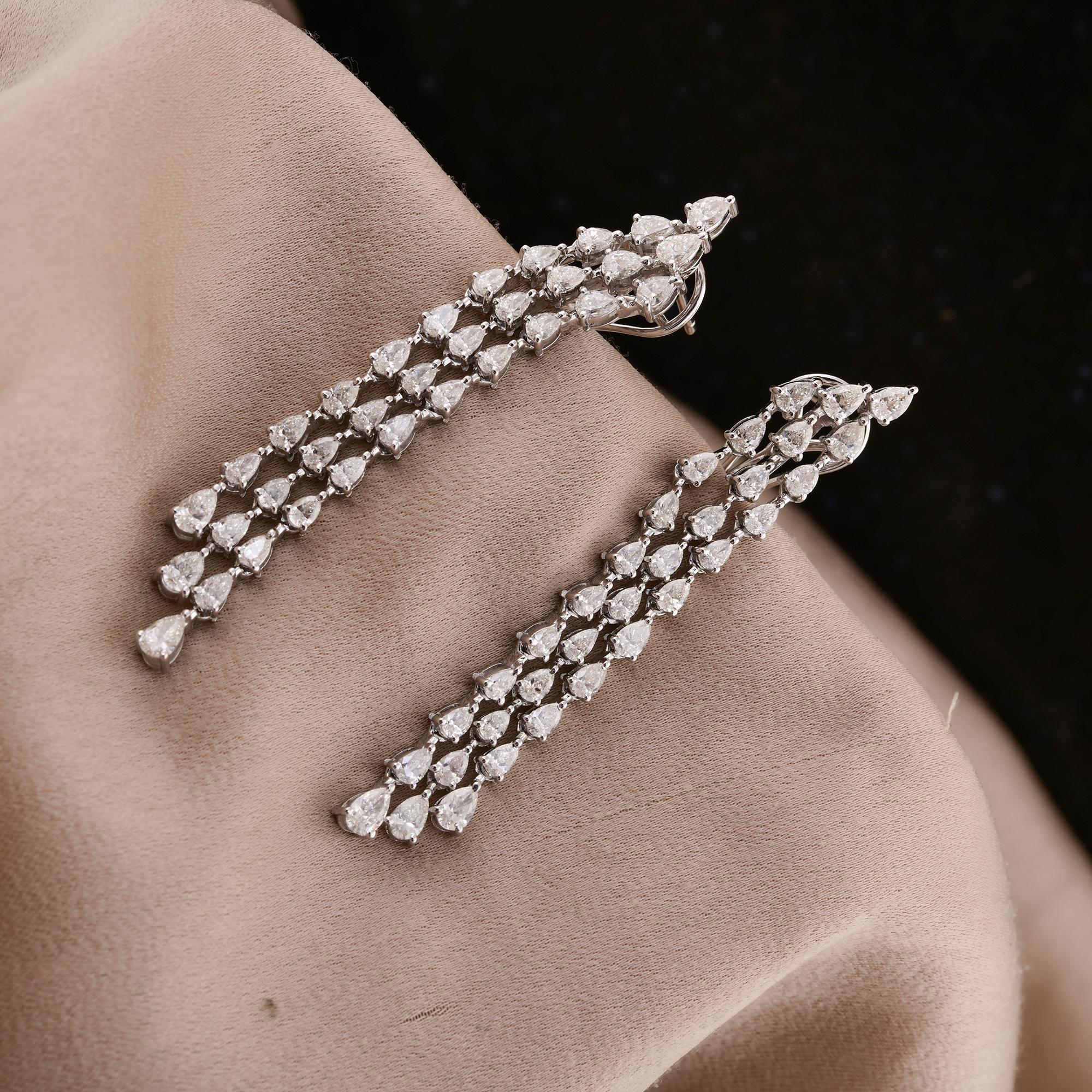 Modern Natural 4.43 Carat SI/H Pear Diamond Chandelier Earrings 14 Karat White Gold For Sale