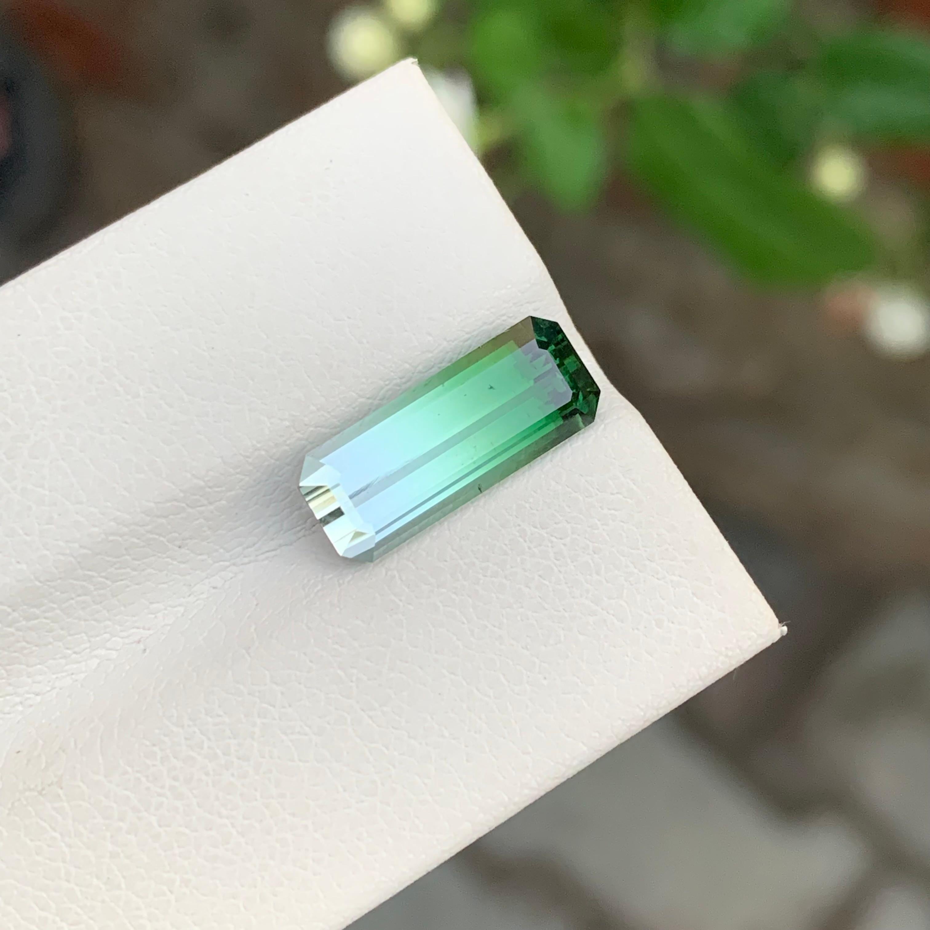 Natural 4.45 Carat Faceted Bi Colour Tourmaline Long Emerald Shape Gemstone For Sale 5