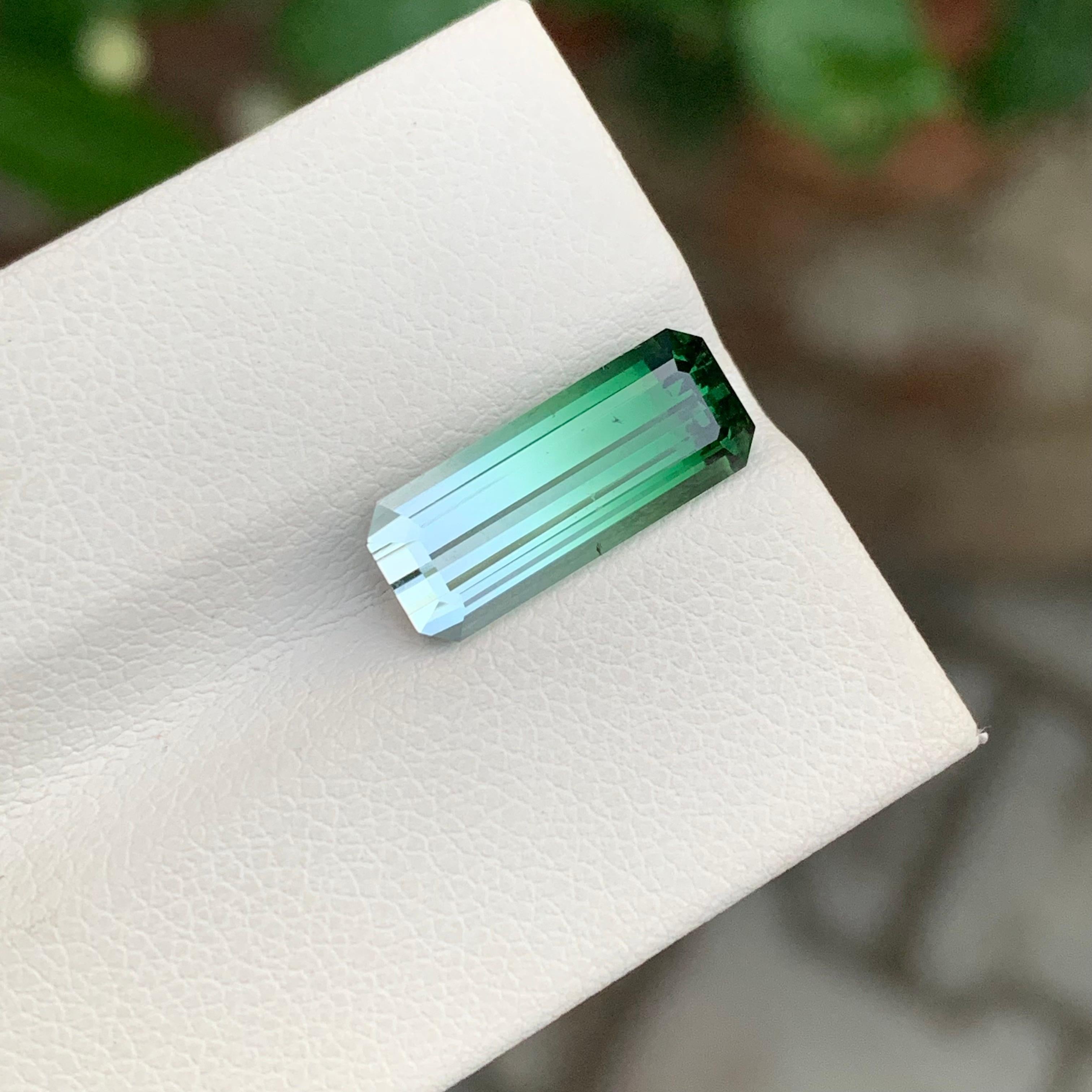 Natural 4.45 Carat Faceted Bi Colour Tourmaline Long Emerald Shape Gemstone For Sale 6