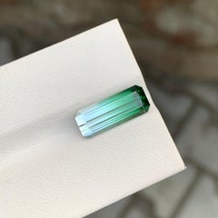 Natural 4.45 Carat Faceted Bi Colour Tourmaline Long Emerald Shape Gemstone