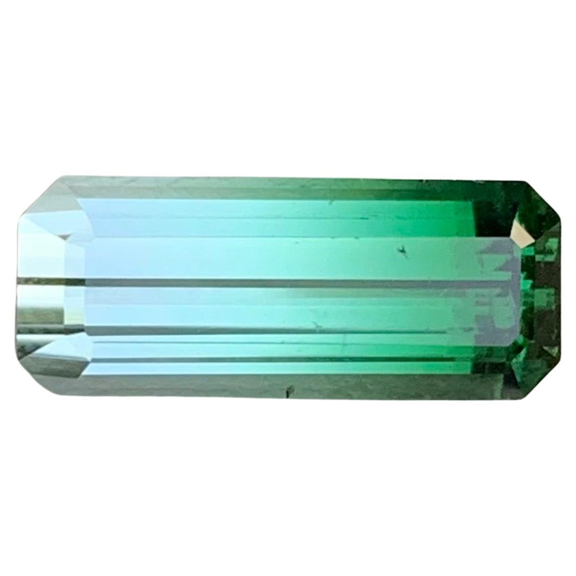 Natural 4.45 Carat Faceted Bi Colour Tourmaline Long Emerald Shape Gemstone