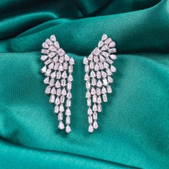 Pendientes tipo candelabro con diamantes naturales de 4,47 quilates, SI/H, en oro blanco de 18 quilates