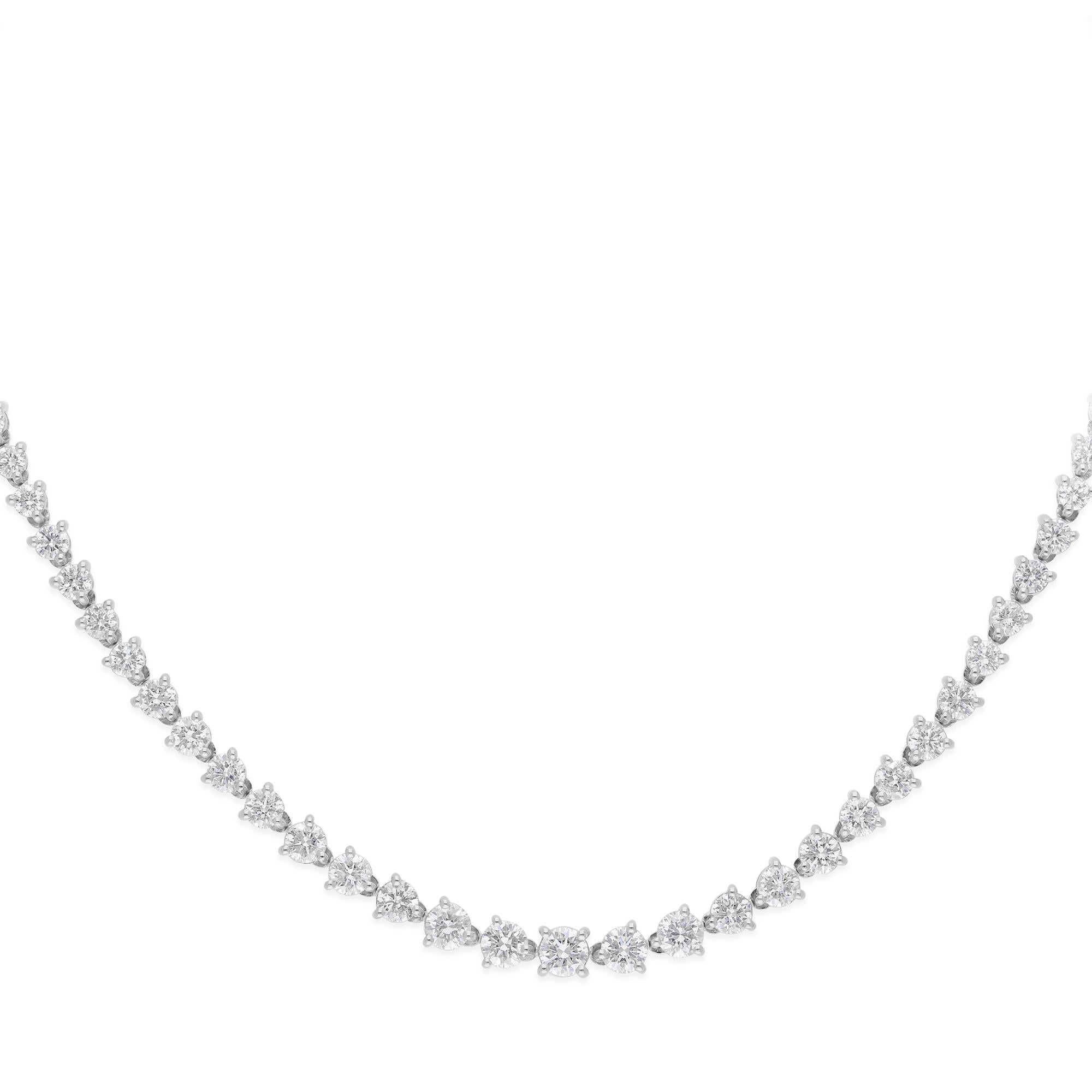 Natural 4.47 Carat SI/H Round Brilliant Cut Diamond Necklace 14 Karat White Gold (Moderne) im Angebot
