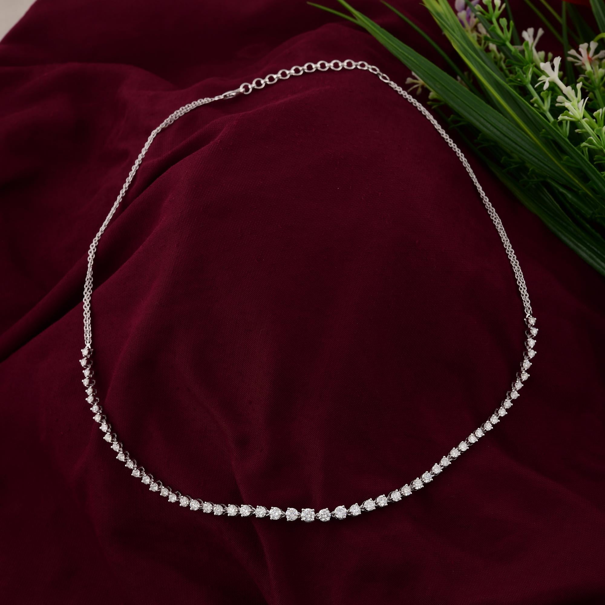 Natural 4.47 Carat SI/H Round Brilliant Cut Diamond Necklace 14 Karat White Gold (Rundschliff) im Angebot