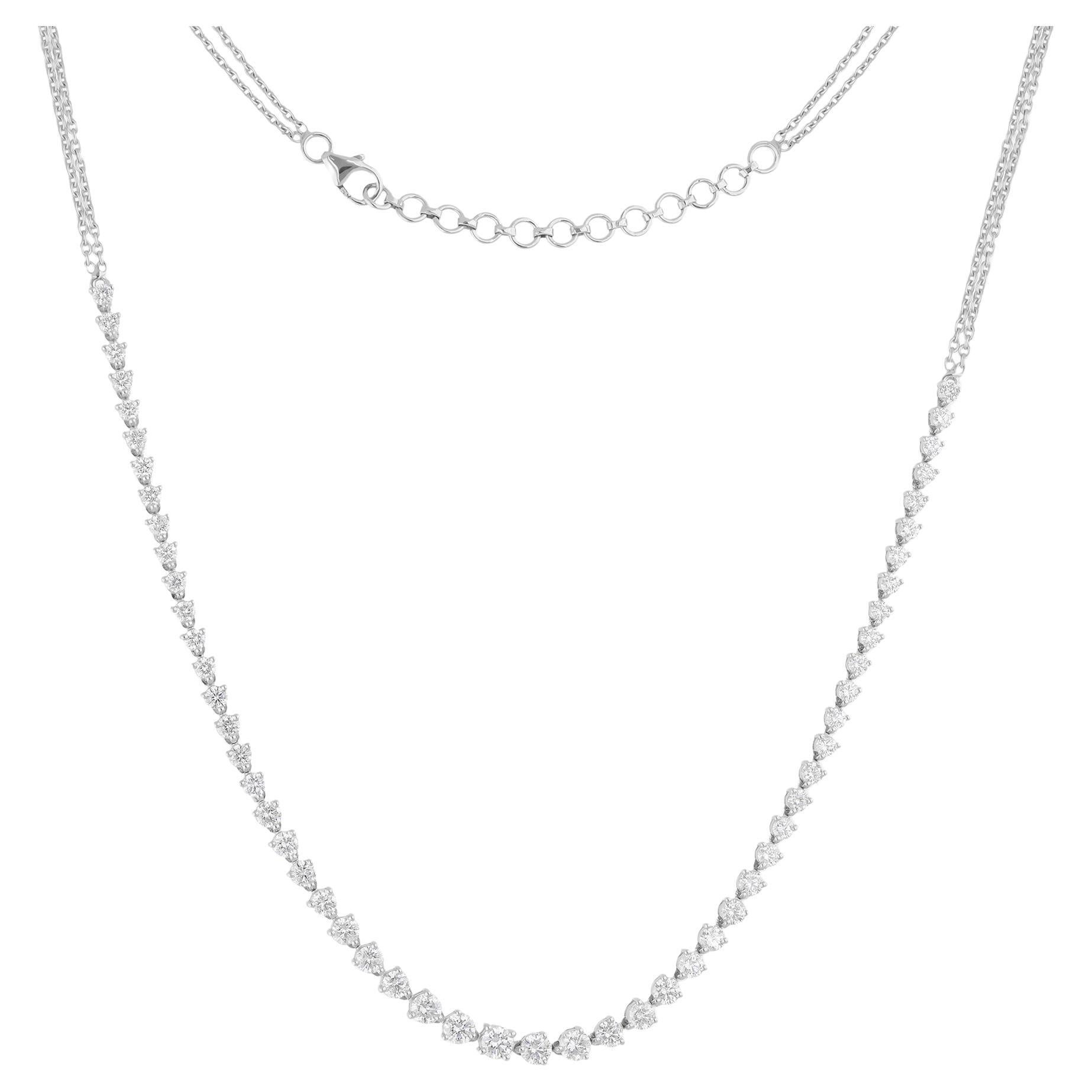 Natural 4.47 Carat SI/H Round Brilliant Cut Diamond Necklace 14 Karat White Gold