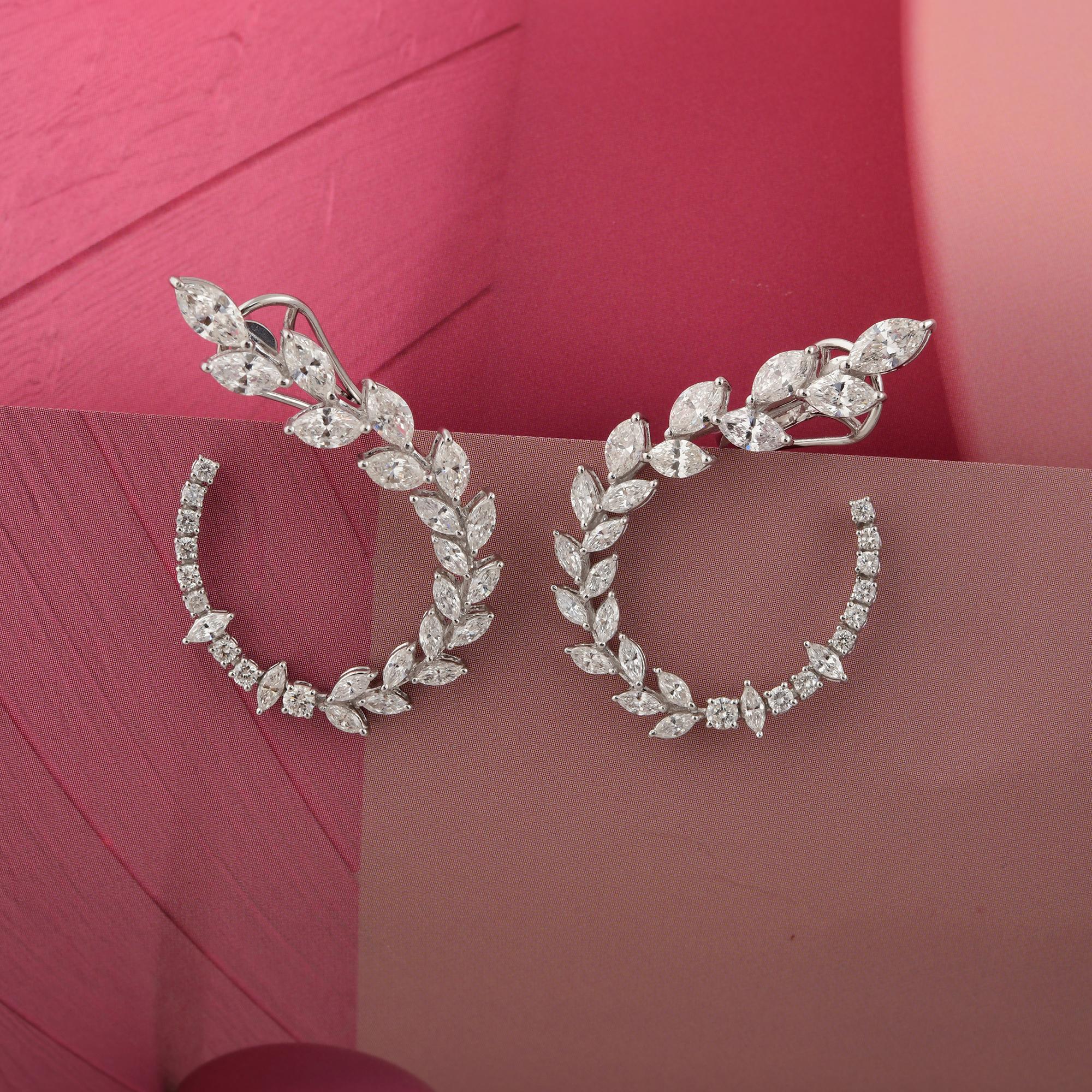 Taglio marquise Orecchini di diamanti marquise naturali da 4,49 carati SI/H Gioielli in oro bianco 14 carati in vendita