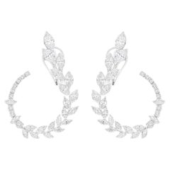 Natural 4.49 Carat SI/H Marquise Diamond Earrings 18 Karat White Gold Jewelry