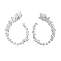 Natural 4.5Ct SI/H Diamond Hoop Earrings 18 Karat White Gold All Tariff Paid