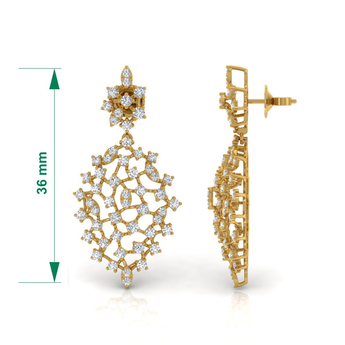 Boucles d'oreilles en or jaune 14 carats : Nature 4.5 Carat SI/H Round Brilliant Cut Diamond Neuf - En vente à Diera, Dubai