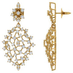Natural 4.5 Carat SI/H Round Brilliant Cut Diamond 14 Karat Yellow Gold Earrings