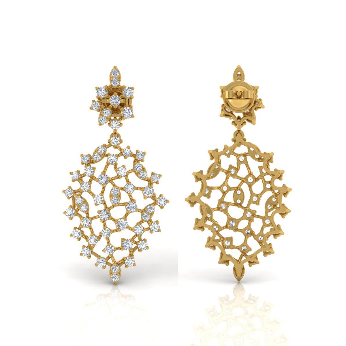 Natürlicher 4,5 Karat SI/H runder Diamant im Brillantschliff 18 Karat Gelbgold Ohrringe Damen im Angebot