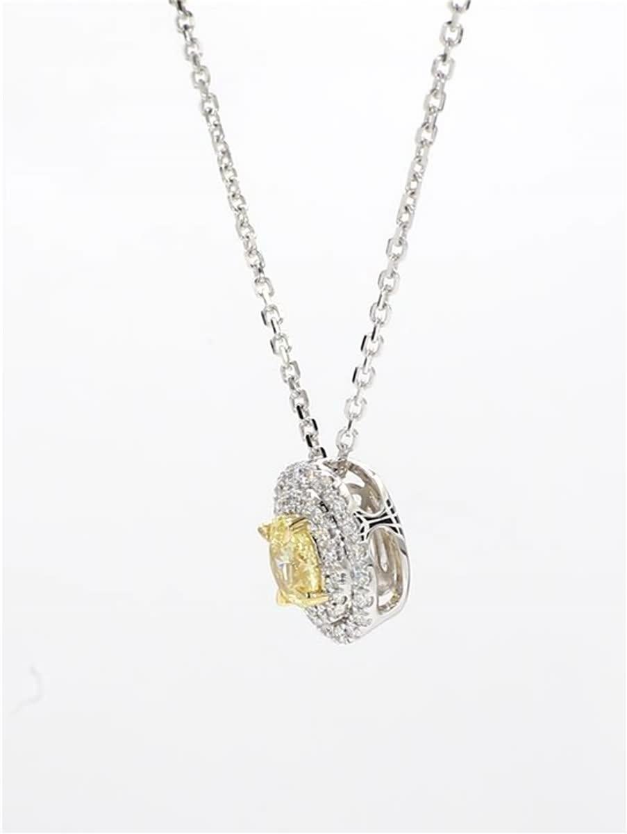 Natural Yellow Oval and White Diamond .65 Carat TW Gold Drop Pendant In New Condition In New York, NY