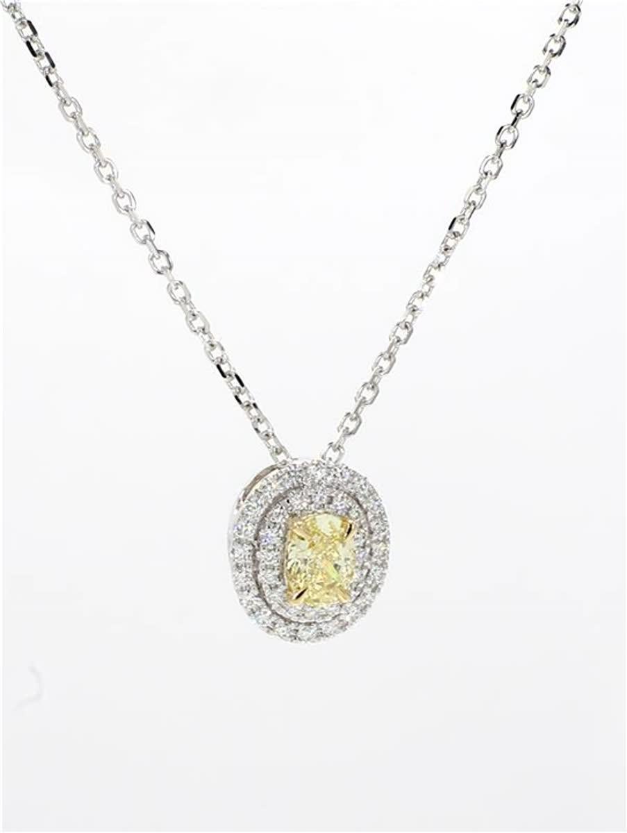 natürlicher gelber ovaler und weißer Diamant .65 Karat TW Gold Tropfenanhänger 1