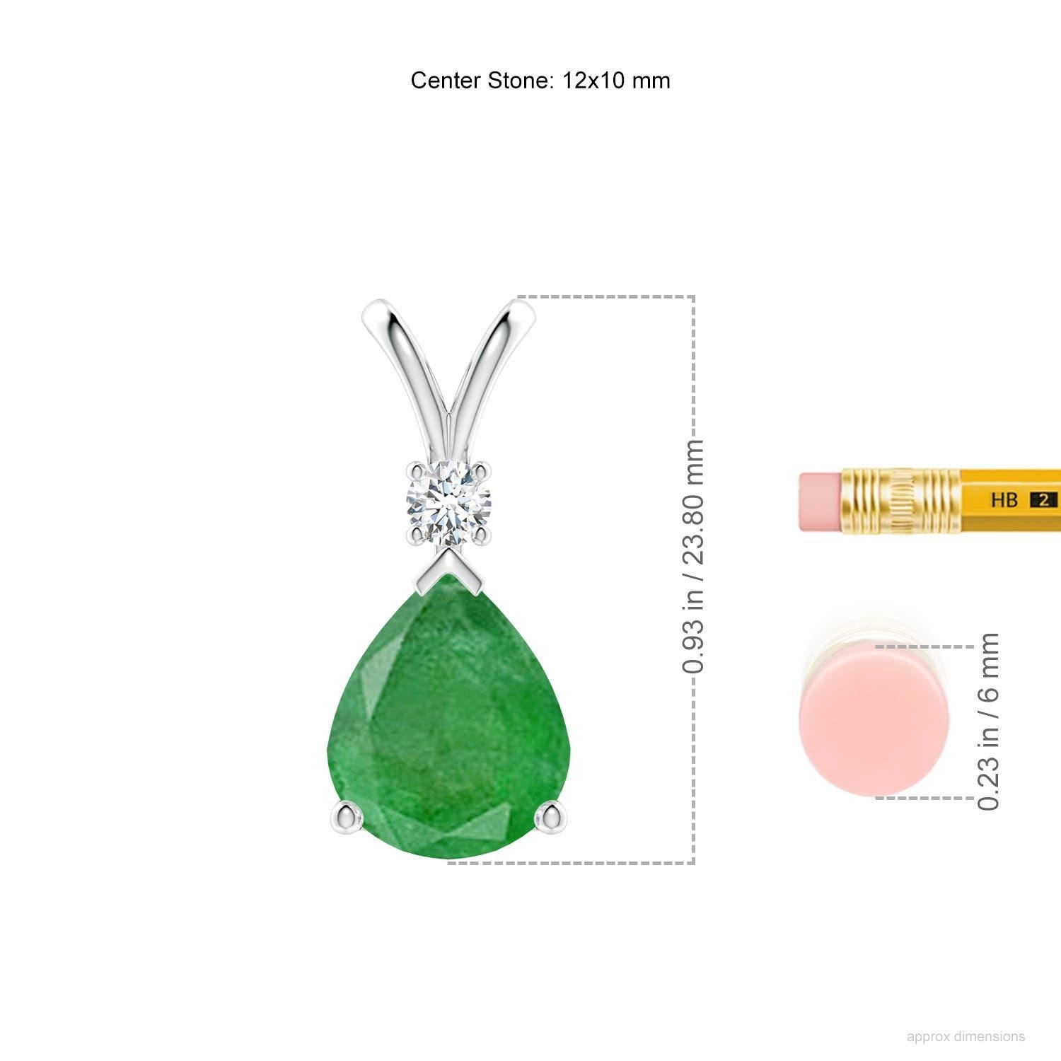 Pendentif goutte d'émeraude naturelle de 4,5 ct avec diamant en or blanc 14K Neuf - En vente à Los Angeles, CA