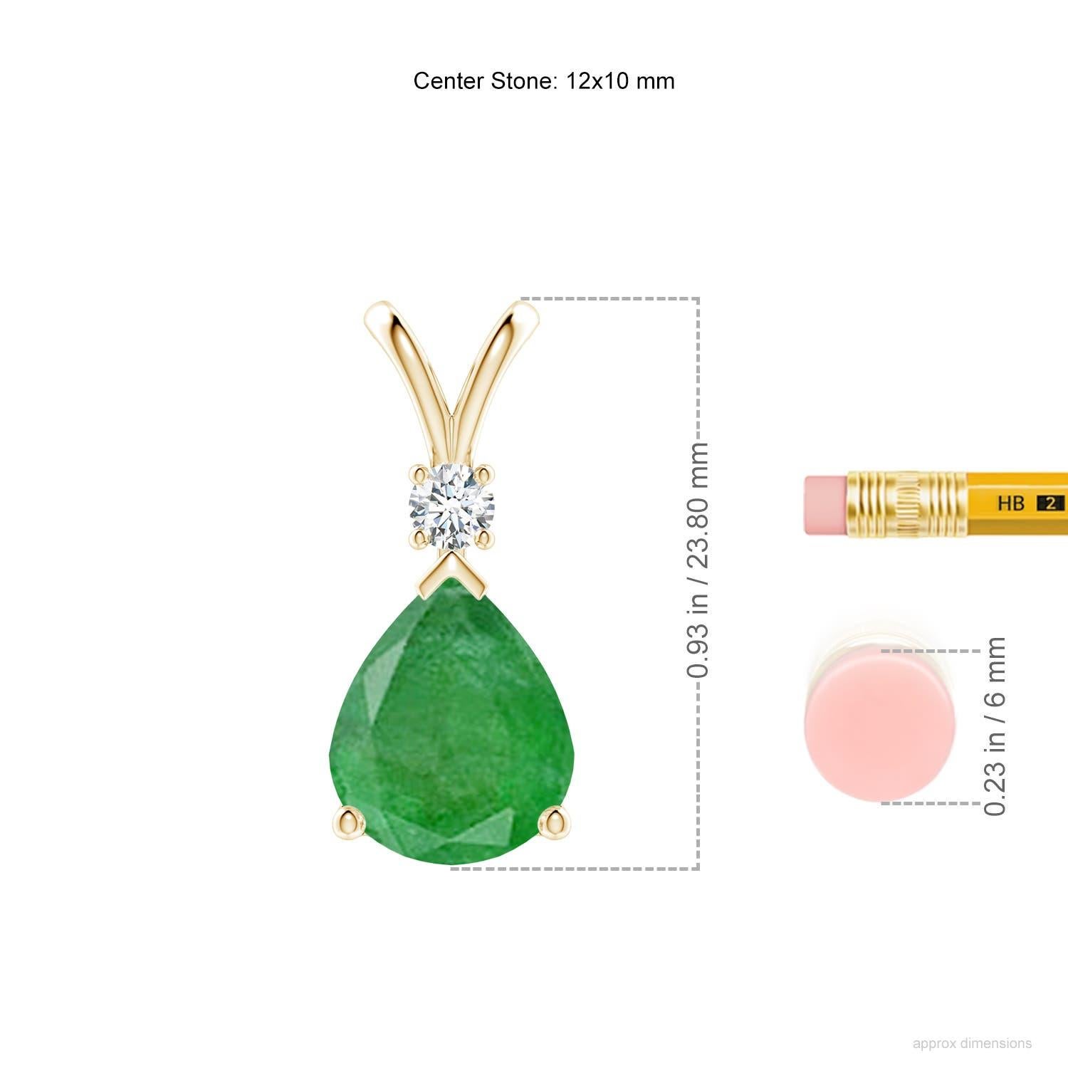 Natürlicher 4,5 Karat Smaragd-Tropfen-Anhänger mit Diamant in 14 Karat Gelbgold im Zustand „Neu“ im Angebot in Los Angeles, CA