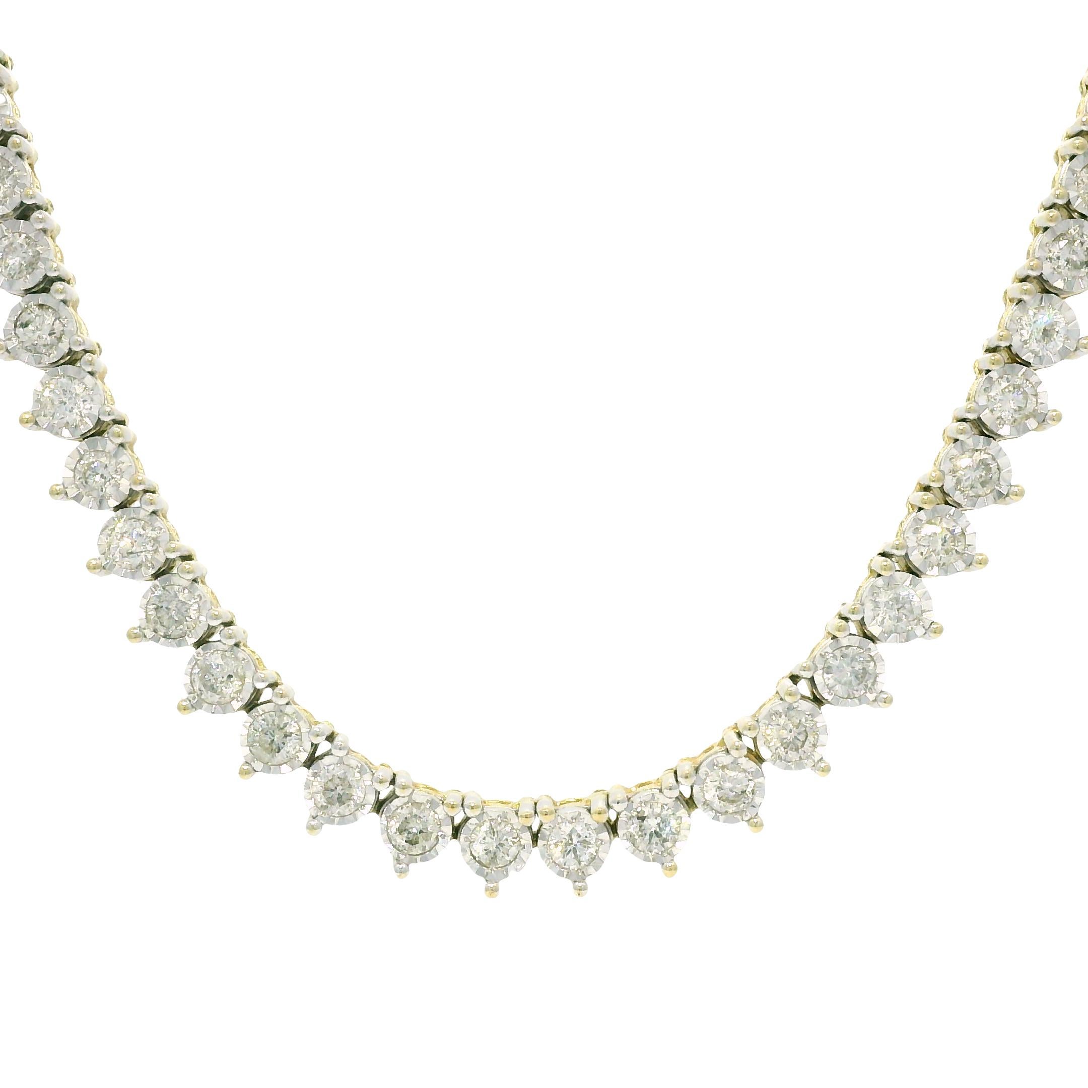 Collar de tenis de oro bicolor de 10 quilates con diamantes naturales ilusión de 4,50 quilates y 3 puntas

Producto: Collar de tenis con diamantes naturales
Material: Oro blanco/amarillo de 10 quilates
Detalles de los diamantes: Hay aproximadamente