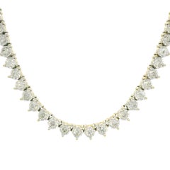 10k Two-Tone Natural 4.50 Carat Diamond 3-Prong Illusion Set Tennis Necklace