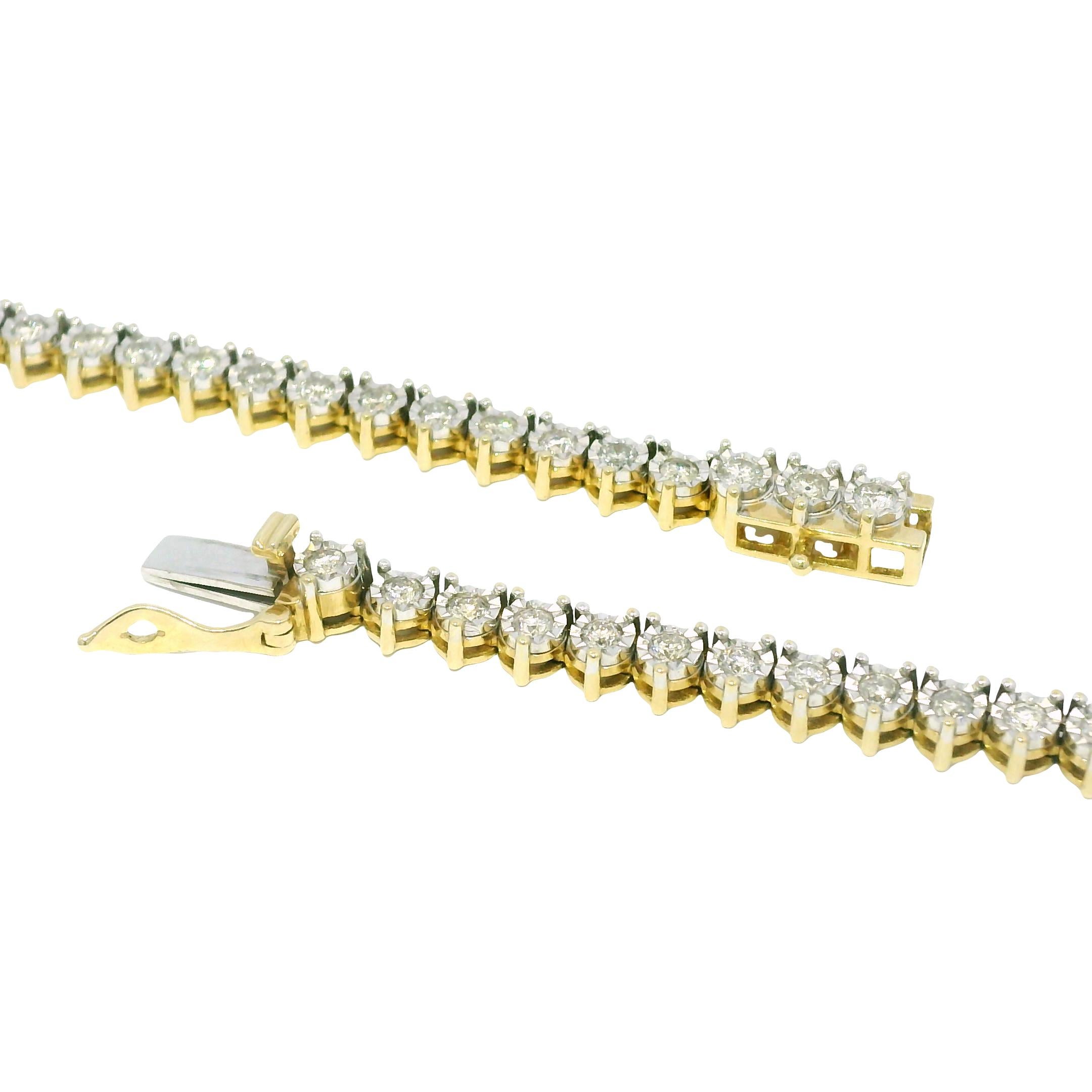 De las mujeres Natural 4.50 Carat Diamond Illusion 3-Prong 10-Karat Tennis Necklace En Stock en venta
