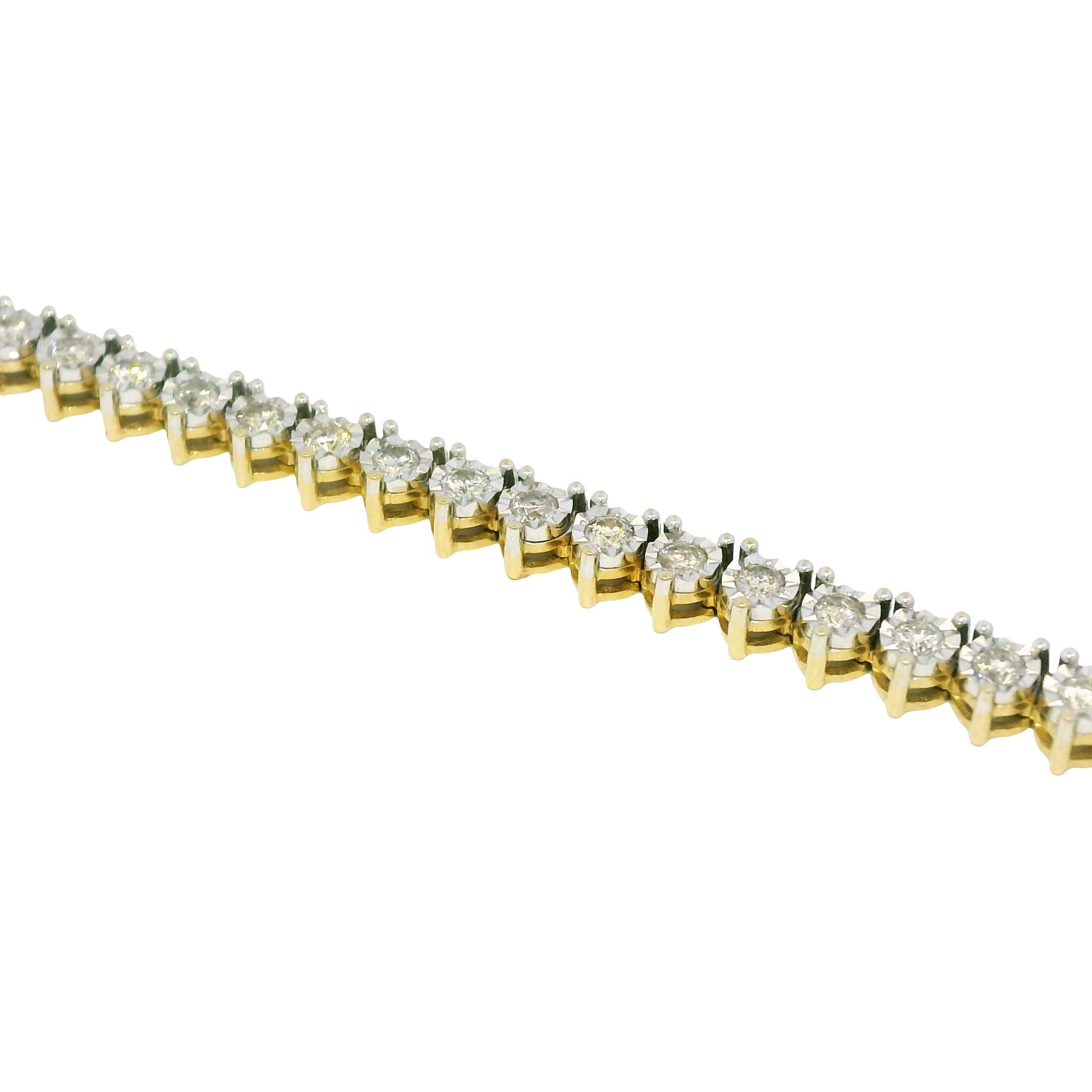 Natural 4.50 Carat Diamond Illusion 3-Prong 10-Karat Tennis Necklace En Stock en venta 1