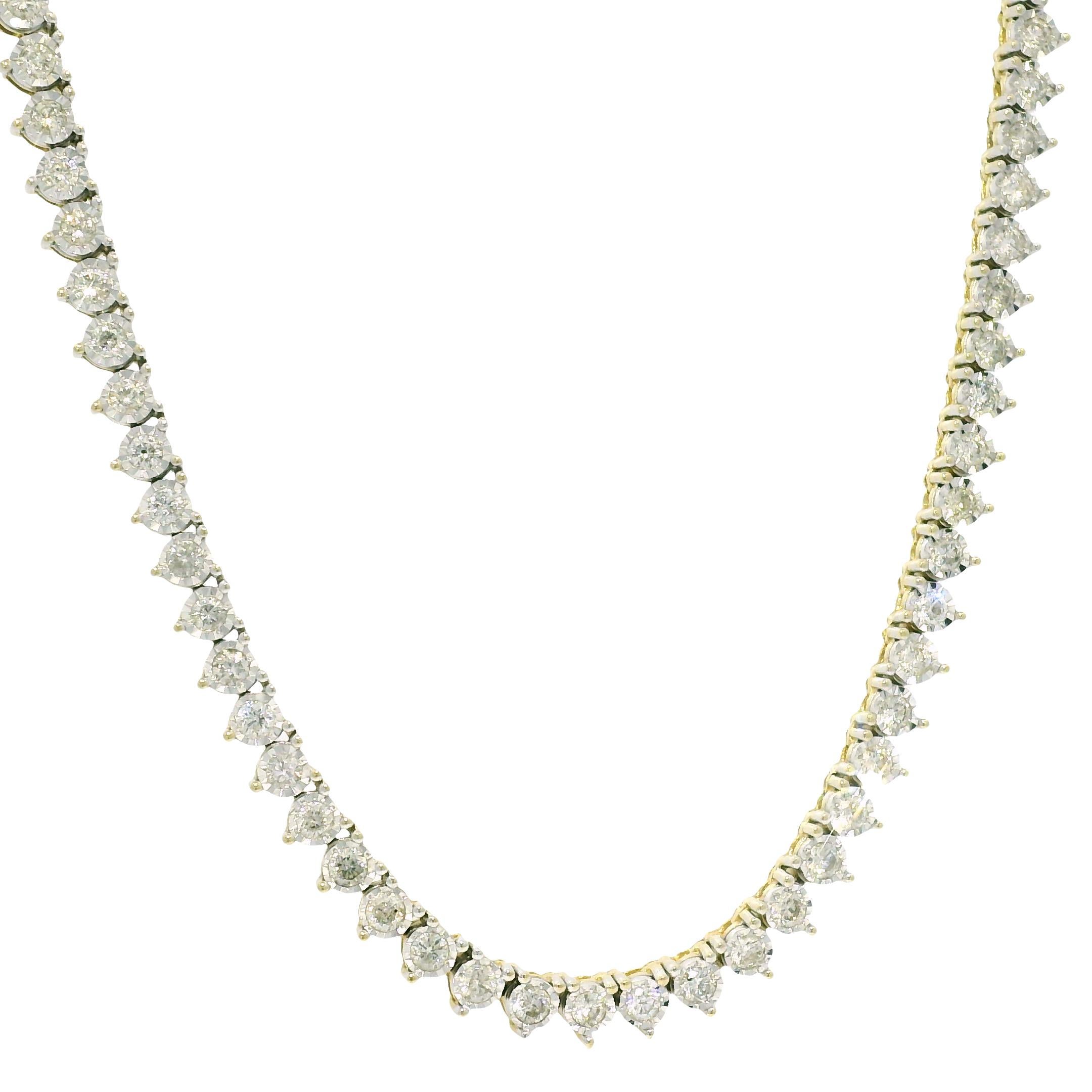 Natural 4.50 Carat Diamond Illusion 3-Prong 10-Karat Tennis Necklace En Stock en venta 3
