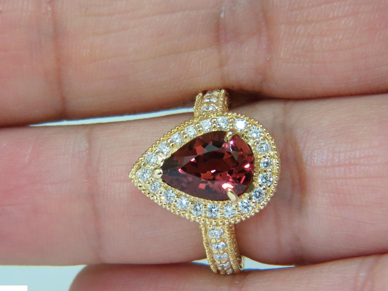 Round Cut Natural 4.50 Carat Pink Tourmaline Diamond Ring Halo A+ Luster VS Prime 14 Karat For Sale